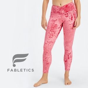 NEW Fabletics Crushed Velour Crossover Legging Strawberry Red Size Small